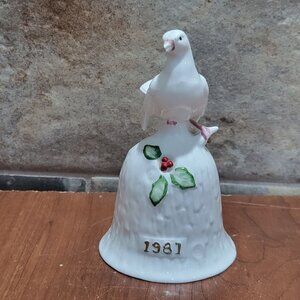 Vintage Dove on Branch Figurine Bell 1981